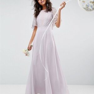 Pale lavender lilac lace bridesmaid dress - ASOS size 6 (US)